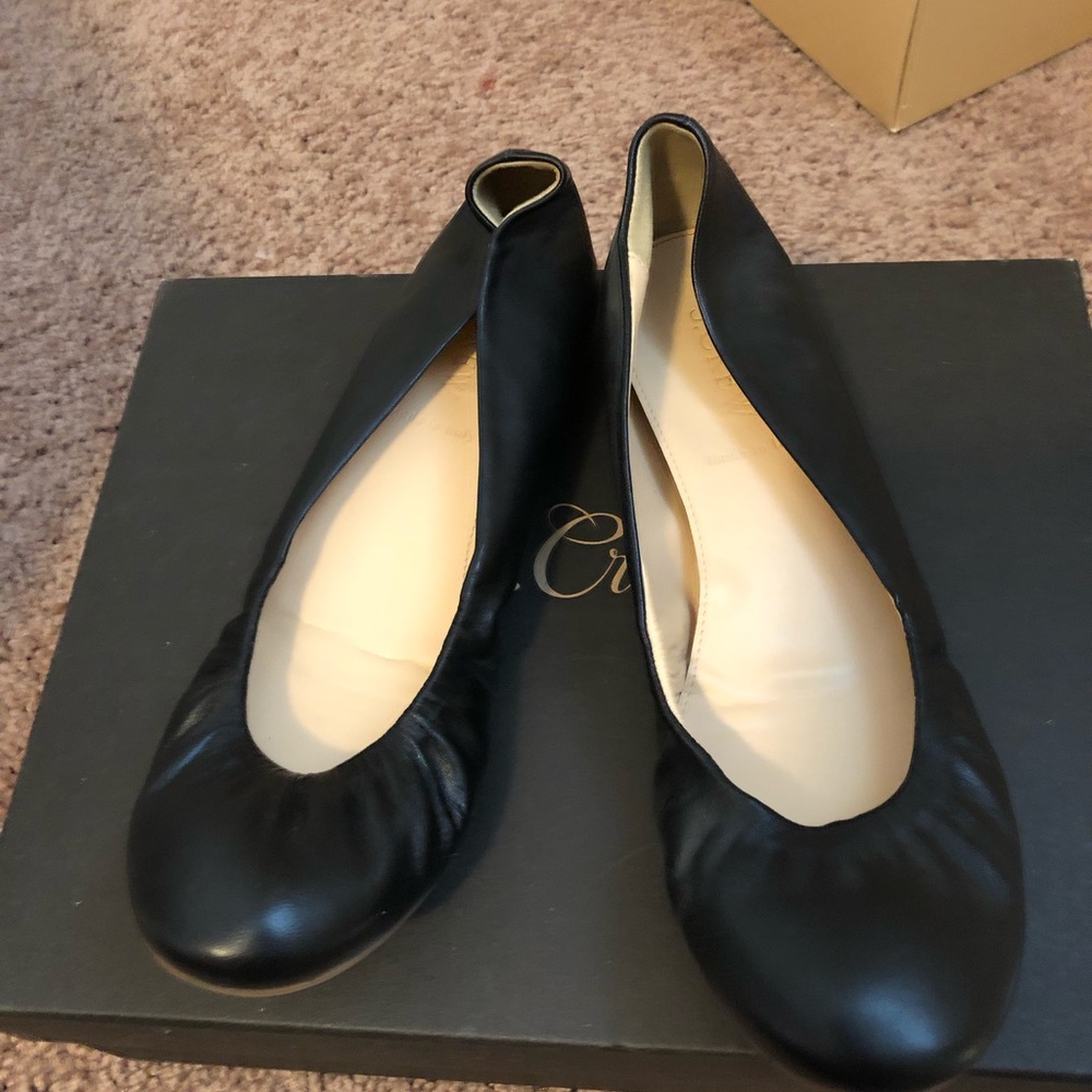 Black leather Jcrew Cece ballet flats